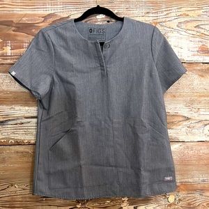 Figs Charcoal Gray Scrub Top Small